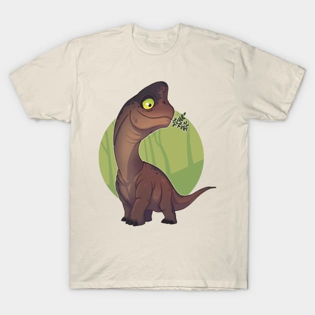 Delicate Dino: The Herbivore with Green Leaves T-Shirt by WorldDinosaurs